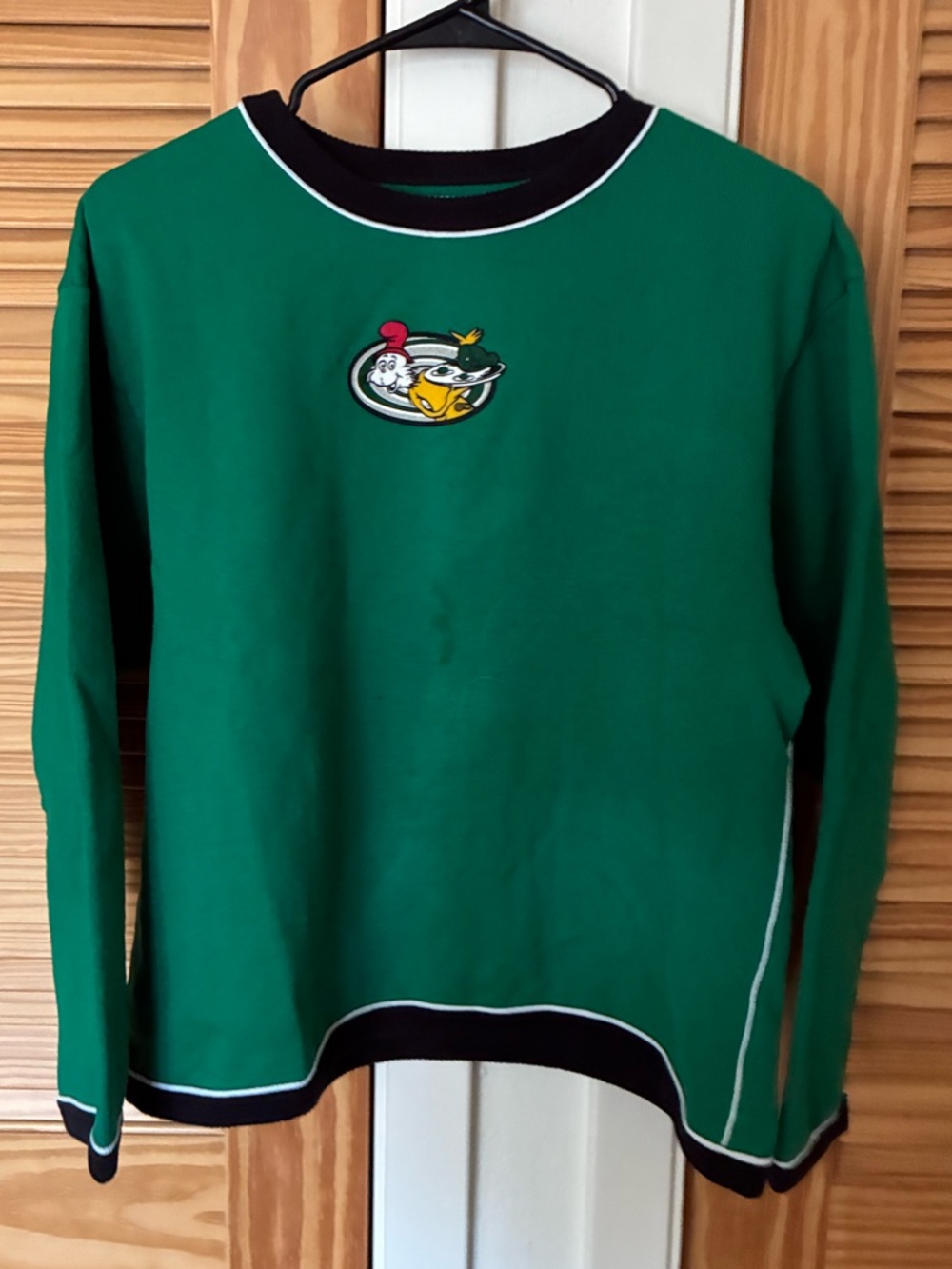 Dr. Seuss Green Sweatshirt with Black Trim and Logo Patch size medium